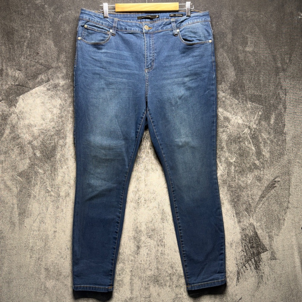 Tahari Jeans Womens 18W Blue Cotton Blend Kelly Skinny Mid Rise Stretch Casual